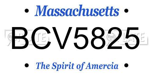 BCV5825 Massachusetts License Plate