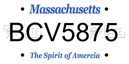 BCV5875 Massachusetts License Plate
