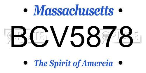 BCV5878 Massachusetts License Plate