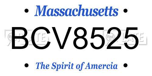 BCV8525 Massachusetts License Plate