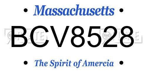 BCV8528 Massachusetts License Plate