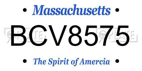 BCV8575 Massachusetts License Plate