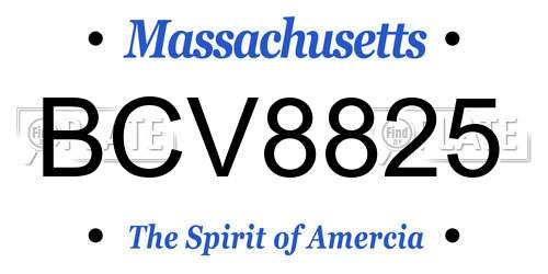BCV8825 Massachusetts License Plate