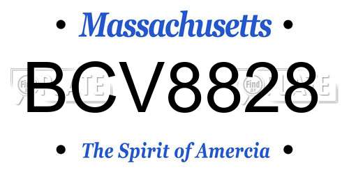 BCV8828 Massachusetts License Plate