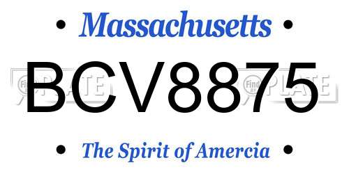 BCV8875 Massachusetts License Plate