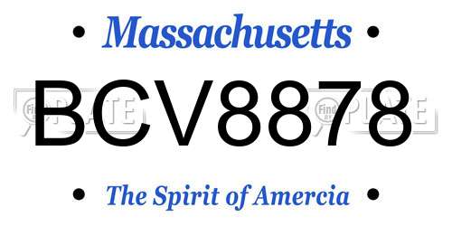 BCV8878 Massachusetts License Plate