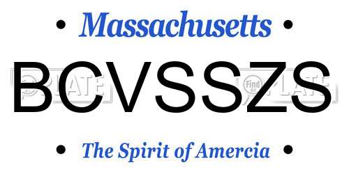 BCVSSZS Massachusetts License Plate