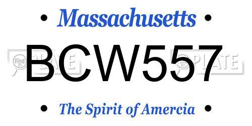 BCW557 Massachusetts License Plate