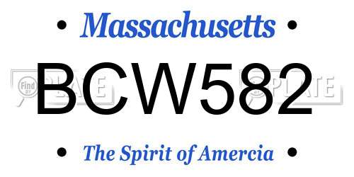 BCW582 Massachusetts License Plate