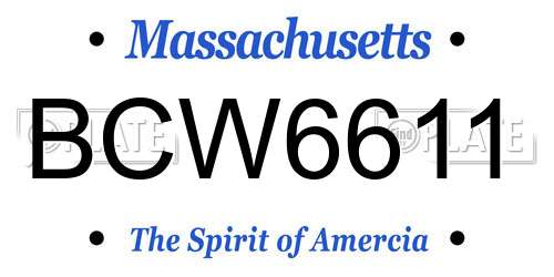 BCW6611 Massachusetts License Plate