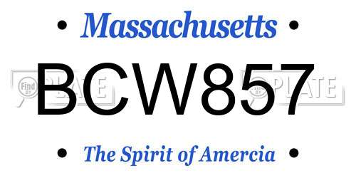 BCW857 Massachusetts License Plate