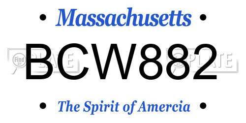 BCW882 Massachusetts License Plate
