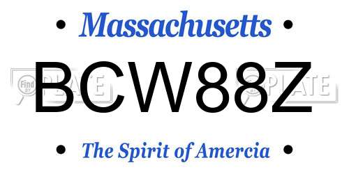 BCW88Z Massachusetts License Plate
