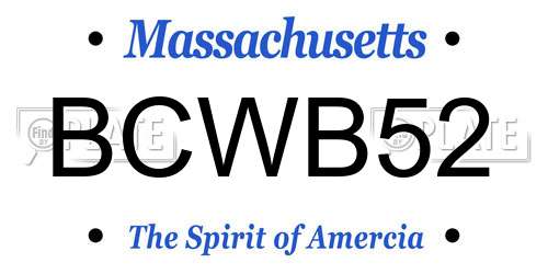 BCWB52 Massachusetts License Plate