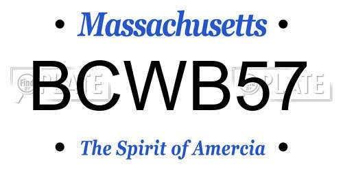 BCWB57 Massachusetts License Plate