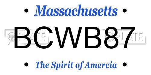 BCWB87 Massachusetts License Plate