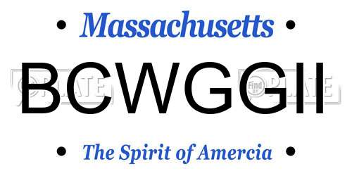 BCWGGII Massachusetts License Plate