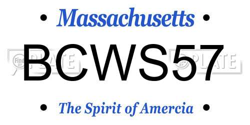 BCWS57 Massachusetts License Plate