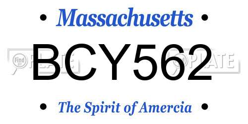 BCY562 Massachusetts License Plate