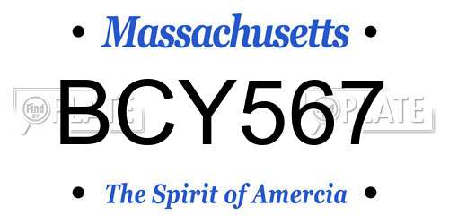 BCY567 Massachusetts License Plate