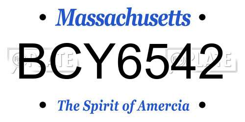 BCY6542 Massachusetts License Plate
