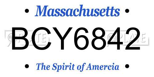 BCY6842 Massachusetts License Plate