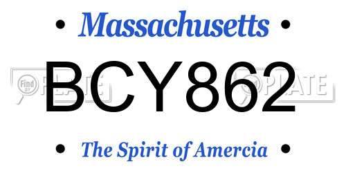 BCY862 Massachusetts License Plate