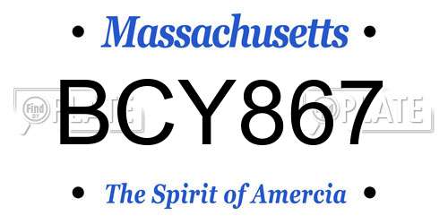 BCY867 Massachusetts License Plate