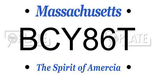 BCY86T Massachusetts License Plate