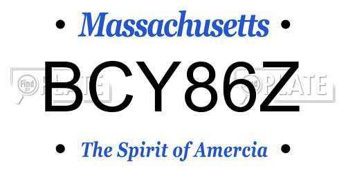 BCY86Z Massachusetts License Plate
