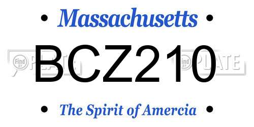 BCZ210 Massachusetts License Plate