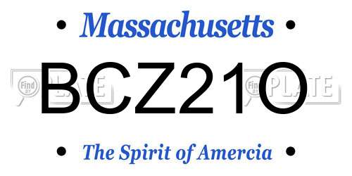 BCZ21O Massachusetts License Plate