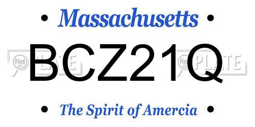 BCZ21Q Massachusetts License Plate