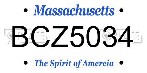BCZ5034 Massachusetts License Plate