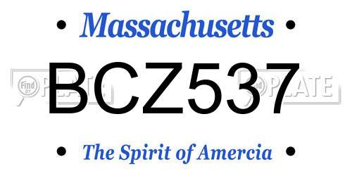 BCZ537 Massachusetts License Plate