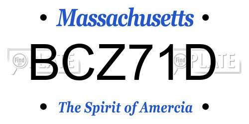 BCZ71D Massachusetts License Plate