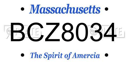 BCZ8034 Massachusetts License Plate