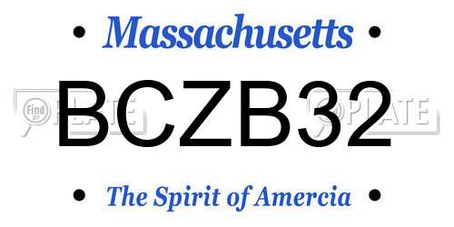 BCZB32 Massachusetts License Plate