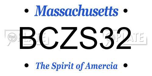 BCZS32 Massachusetts License Plate
