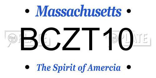 BCZT10 Massachusetts License Plate