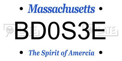 BD0S3E Massachusetts License Plate