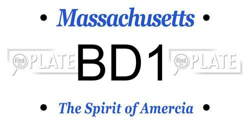 BD1 Massachusetts License Plate