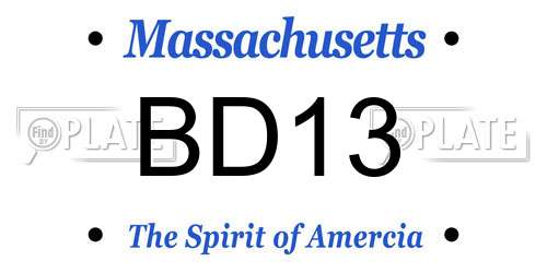 BD13 Massachusetts License Plate