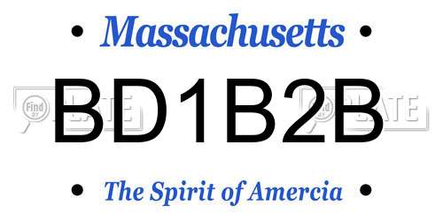 BD1B2B Massachusetts License Plate