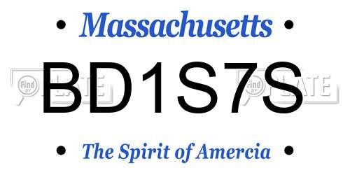 BD1S7S Massachusetts License Plate