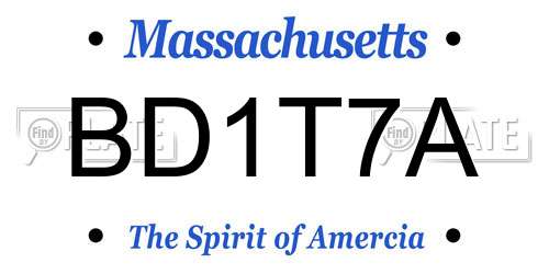 BD1T7A Massachusetts License Plate