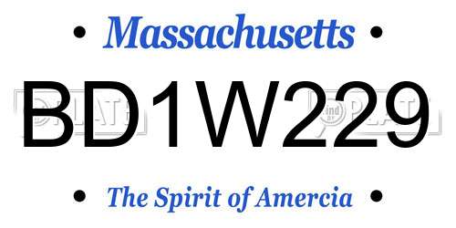 BD1W229 Massachusetts License Plate
