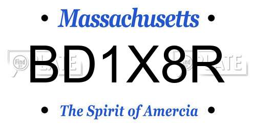 BD1X8R Massachusetts License Plate