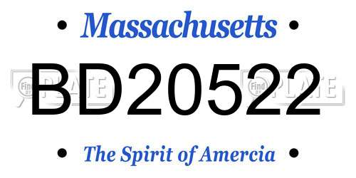 BD20522 Massachusetts License Plate