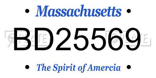 BD25569 Massachusetts License Plate